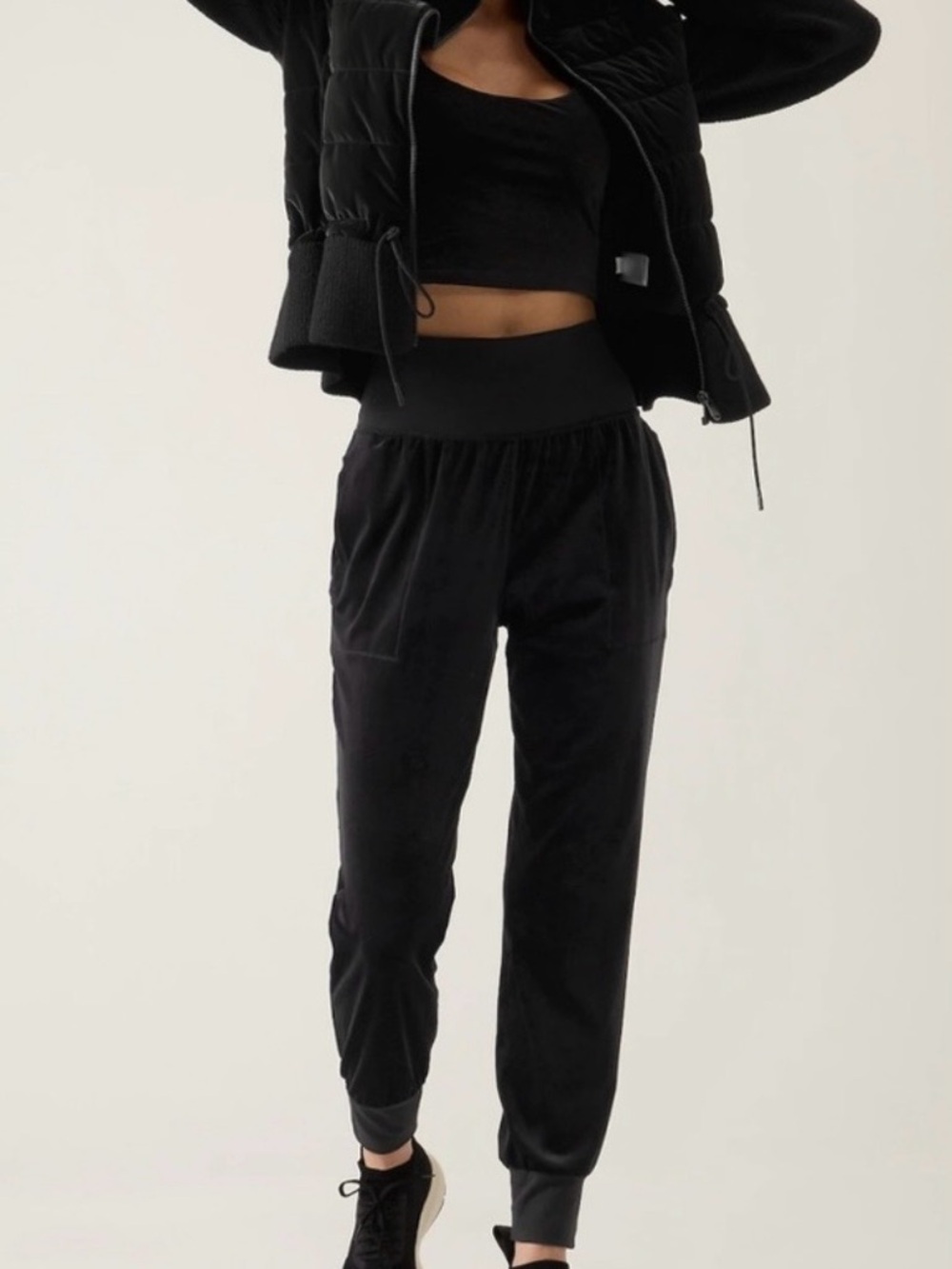 Athleta Salutation Velvet Jogger Black XL Tall | High Rise Soft Luxe Athleisure